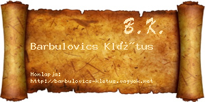 Barbulovics Klétus névjegykártya